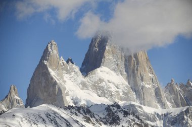 Fitz Roy Dağı, ya da cerro chalten, Patagonya 'nın buz tarlasında