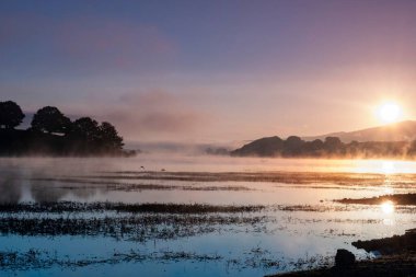 Bataklıkların manzarasında muhteşem bir gün batımı..