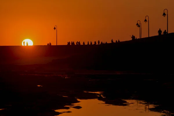Magnificent sunset on the Paseo de Cadiz. — Stock Photo, Image