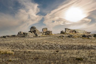 Sierra de Filabres 'in zirvelerinde Steppe manzarası.