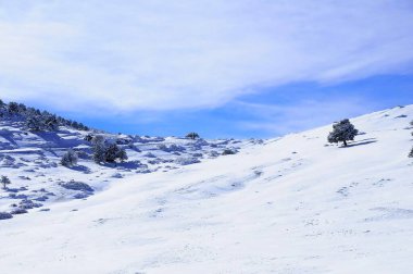 Granada 'nın iç kısımlarından karlı manzaralar - İspanya