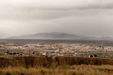 Guadix, Granada 'nın panoramik manzarası.