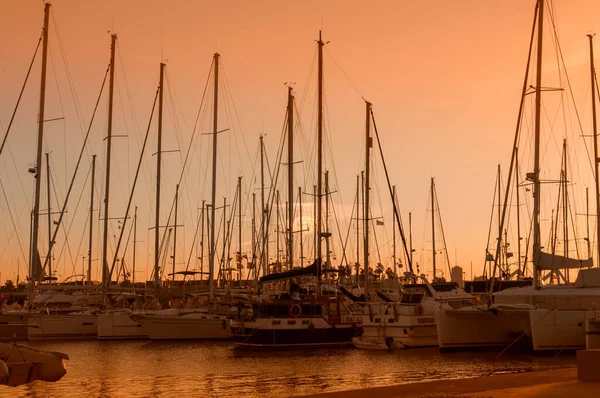 Sunset in the marina of Valencia. — стокове фото