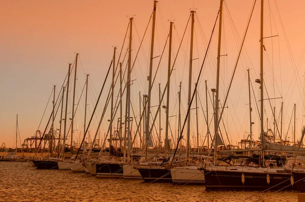 Sunset in the marina of Valencia. — стокове фото