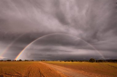 Dehesa 'nın doğal ortamında çift gökkuşağı