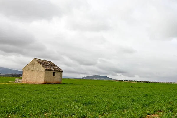 Casa rural en los campos de cereales en Granada - España. —  Fotos de Stock