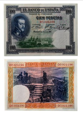 İspanyol Peseta - 1928 'den 100 peseta.