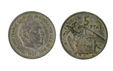 İspanyol sikkeleri - 5 peseta, Francisco Franco. 1956 yılında basılmış.