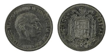 İspanyol sikkeleri - 5 peseta, Francisco Franco. 1949 yılında basılmış.