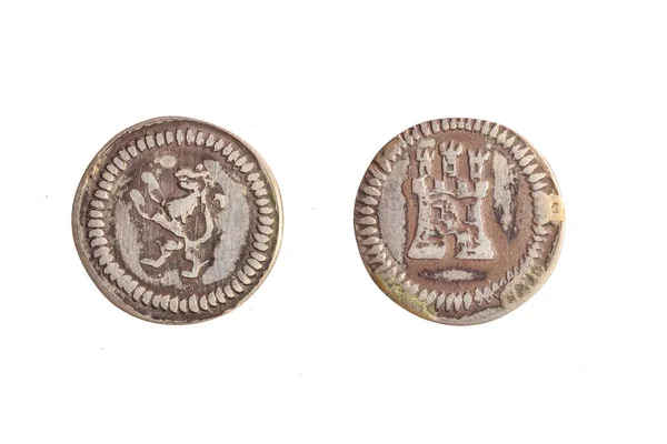 Маленька Середньовічна Срібна Монета Лев Замок — стокове фото