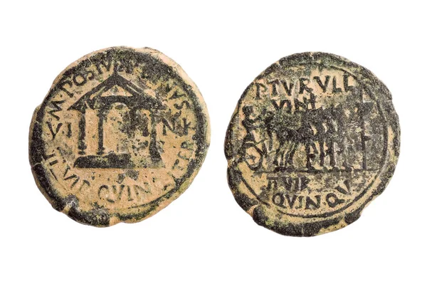Moneda Bronce Romano Semis Mitad —  Fotos de Stock