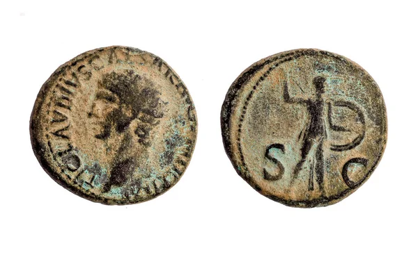 Pièce Empire Romain Bronze Août — Photo