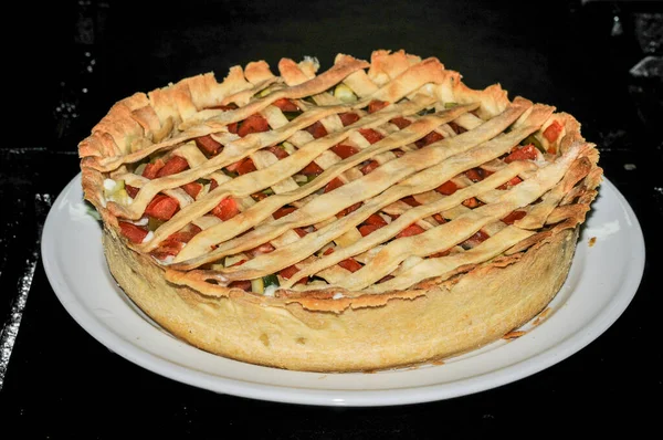 Assorted vegetable pie in shortcrust pastry