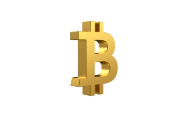 Bitcoin para birimi sembolü altın - 3d İllüstrasyon, 3D görüntüleme
