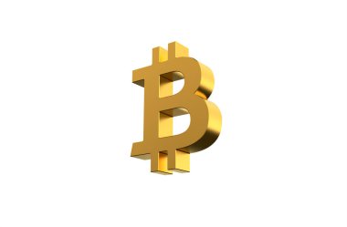 Bitcoin para birimi sembolü altın - 3d İllüstrasyon, 3D görüntüleme