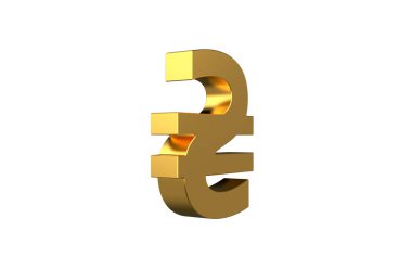 Altın olarak Ukrayna Hryvnia para birimi sembolü - 3d Görüntü, 3D canlandırma