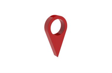 Kırmızı harita üzerinde beyaz arka plan izole işaretçi