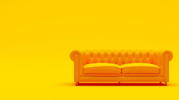 Gelbes Chesterfield Sofa Auf Gelbem Hintergrund — Stockfoto