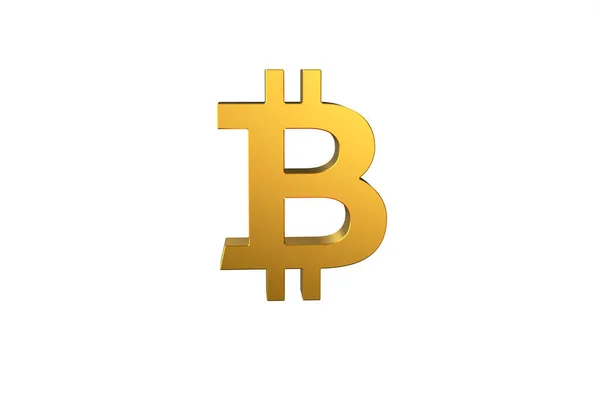 Symbol Bitcoinové Měny Zlatě Ilustrace Vykreslování — Stock fotografie