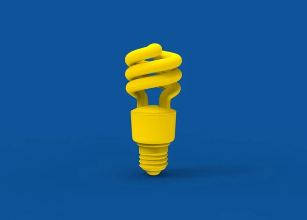 Gelbe Glühbirne Auf Blauem Hintergrund — Stockfoto