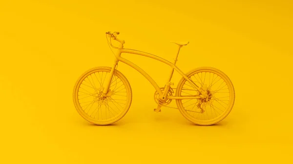 Желтый Велосипед Желтом Фоне — стоковое фото