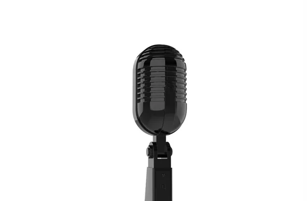Zwarte Microfoon Geïsoleerd Witte Achtergrond — Stockfoto