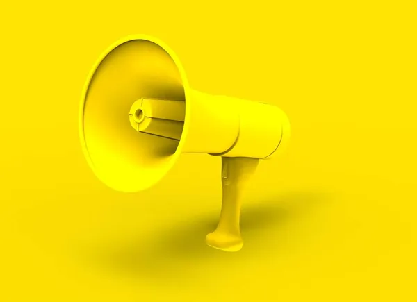 Gelber Megafon Lautsprecher Auf Gelbem Hintergrund — Stockfoto