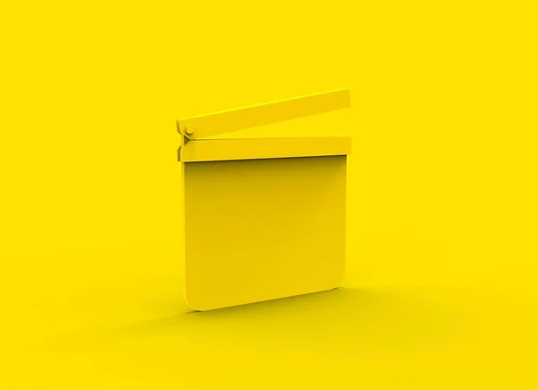 黄色の背景に隔離された黄色の映画のクラップボード — ストック写真