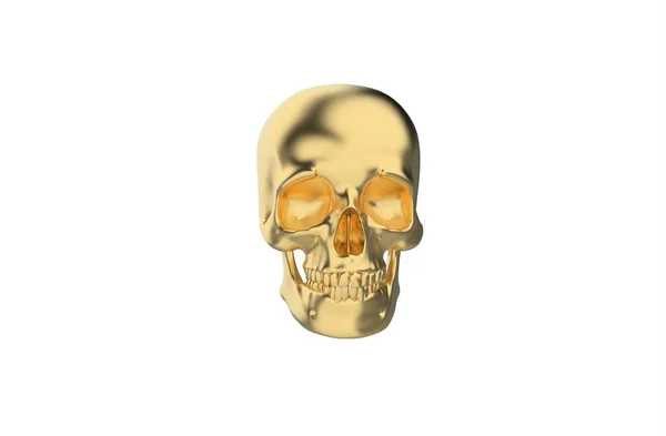 Goldener Totenkopf Auf Weißem Hintergrund Illustration Rendering — Stockfoto