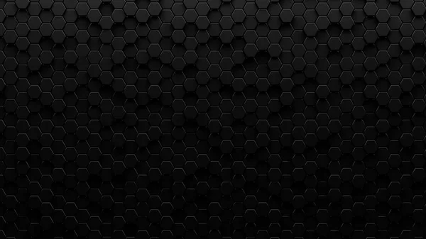 Preto Fundo Hexagonal Renderização Ilustração — Fotografia de Stock