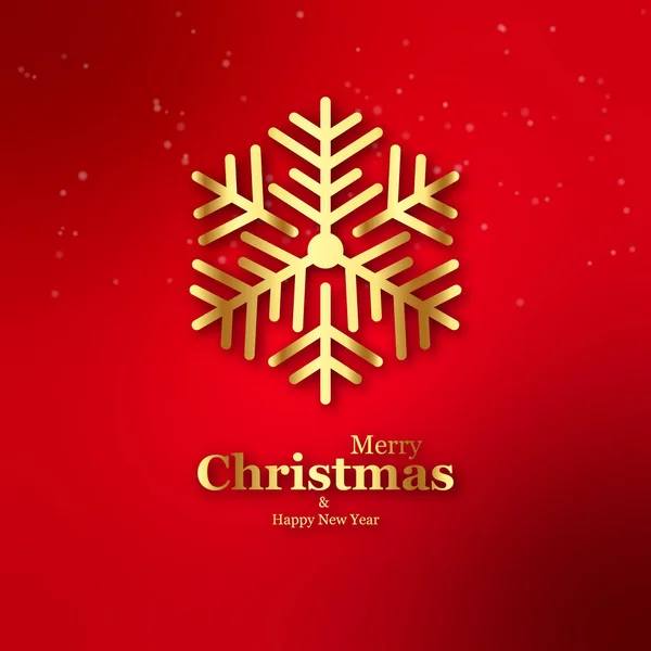 メリークリスマスと新年の挨拶の近くに幸せ赤の背景に黄金の雪の装飾を持つソーシャルメディアの投稿やウェブサイトのバナー — ストック写真