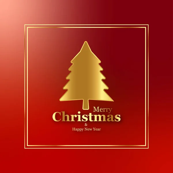 メリークリスマスと幸せな近くの年のバックグラウンドソーシャルメディアの投稿や黄金のクリスマスツリーの装飾とバナー — ストック写真