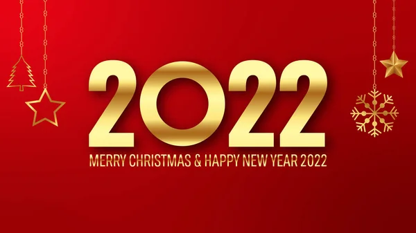 2022年メリークリスマスと幸せな近くの年のバックグラウンドソーシャルメディアの投稿やバナー黄金のテキスト — ストック写真