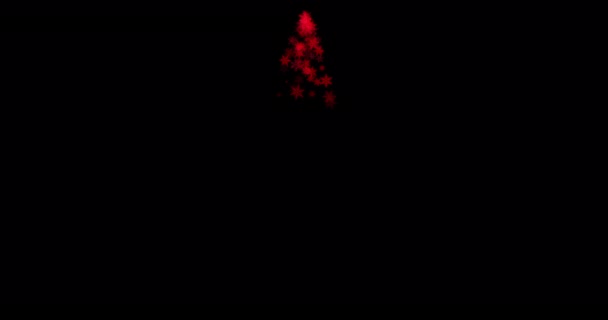 赤い雪片粒子で作られたクリスマスツリーは すべての編集プログラム ビデオ 写真のドラッグ ドロップでうまく動作し 追加または画面のオーバーレイモードを使用します — ストック動画