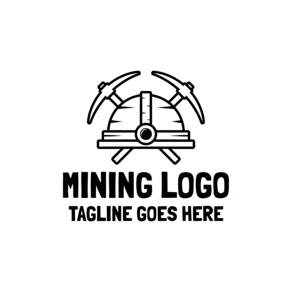 Kask ve kazma şekilli maden logosu şablonu.