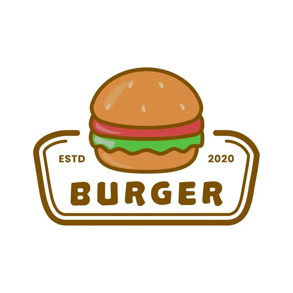 Hamburger resimli fast food restoran logosu şablonu