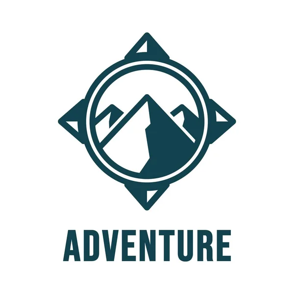 Plantilla Logotipo Aire Libre Aventura Con Forma Montaña Brújula — Vector de stock