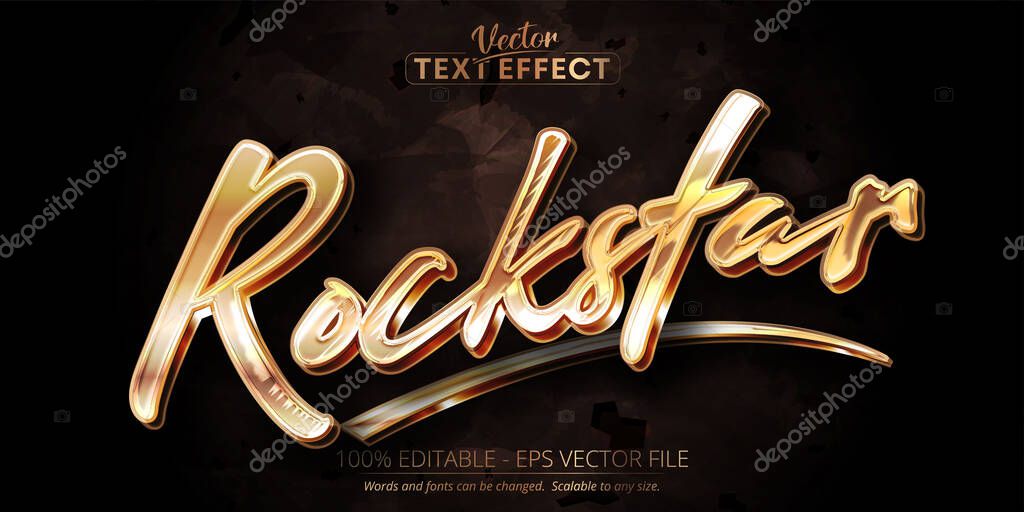 Gold text effect, editable shiny gold color text style on dark textured background