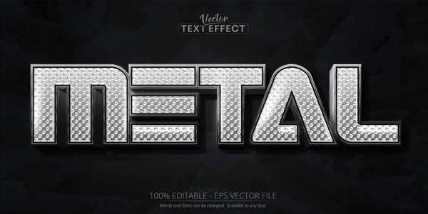 Efecto Texto Plata Color Plateado Brillante Editable Estilo Texto Metal — Vector de stock