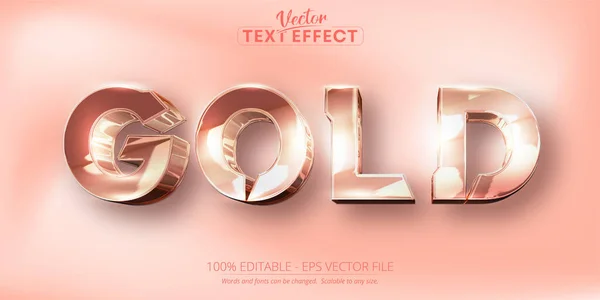 Text Effect Editable Shiny Rose Gold Color Text Style — ストックベクタ