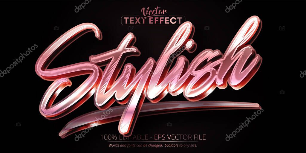 Rose gold text effect, editable stylish text style