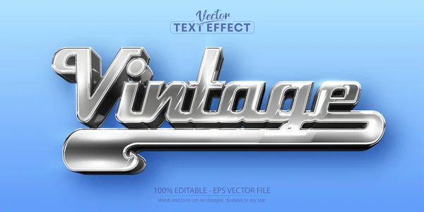 Vintage Classic Car Text Effect Editable 80S Silver Text Style — Vector de stock