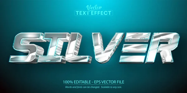 Efecto Texto Editable Plata Color Plateado Lujo Brillante Estilo Fuente — Vector de stock