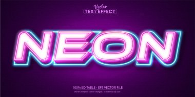 Neon Light Text Effect, Editable Glowing Text Style
