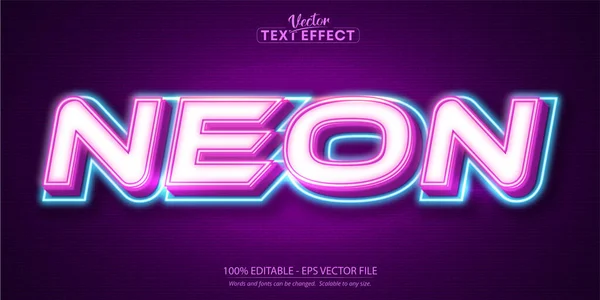 Neon Light Text Effect Editable Glowing Text Style — Stok Vektör