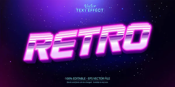 Neon Light Text Effect Editable Retro Text Style — Vector de stock