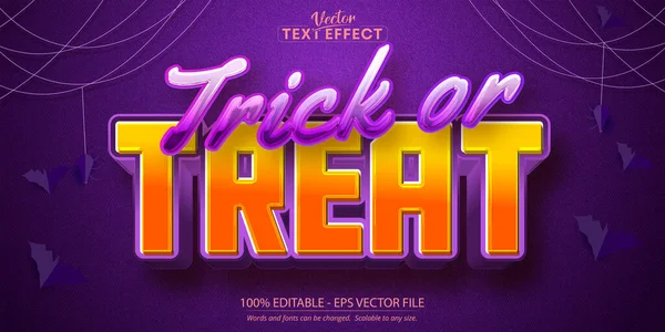 Trick Treat Text Halloween Styl Upravitelný Textový Efekt Fialové Texturované — Stockový vektor