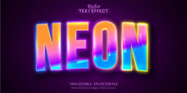 Neon Işık Metni Efekti, Düzenlenebilir Renkli Parlak Metin Biçimi