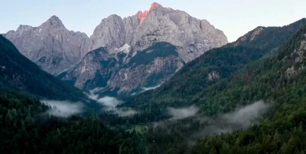 Morning Sunrise Mountains Background Forest — Stock Photo, Image