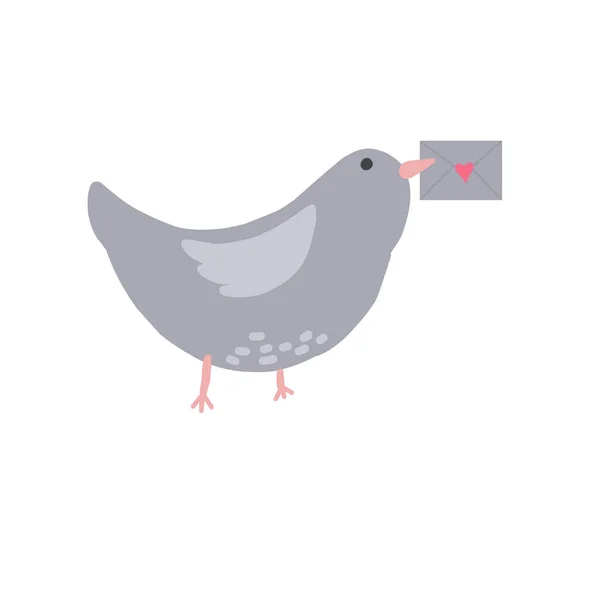 Pták s láskou dopis na bílém pozadí izolované Vektorová Grafika